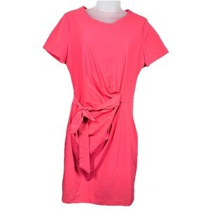Diane Von Furstenberg DVF Zoe Faux Wrap Dress Coral Pink Short Sleeve Sheath 10